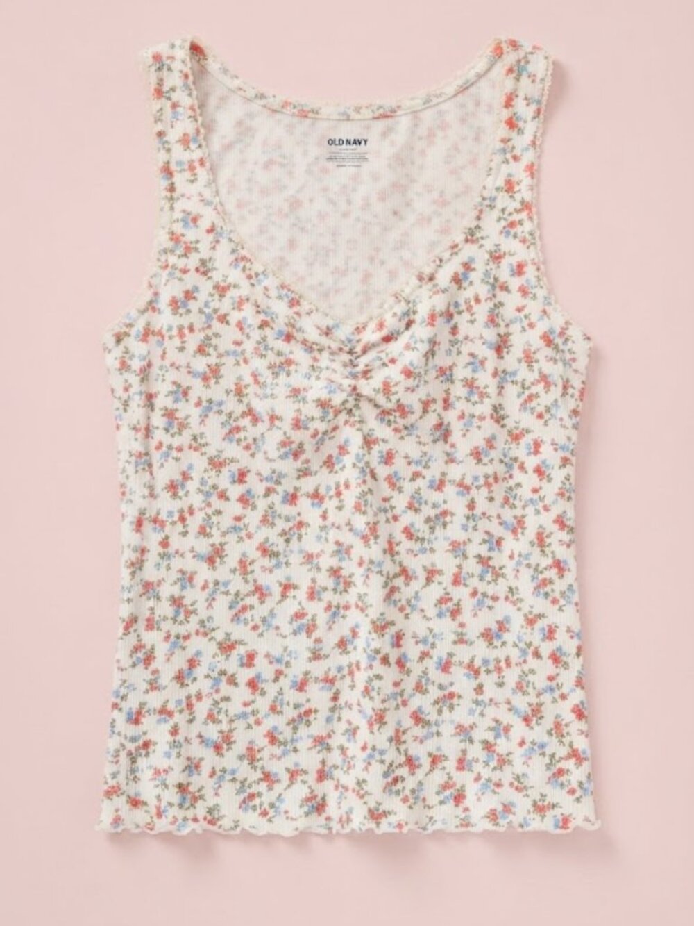 ✨️ White Floral Ribbed Tank Top